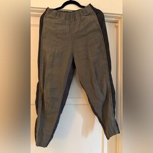 JNBY Mixed Panel Linen Pants Avant Garde Deconstructed Gray Elastic Waist Size M
